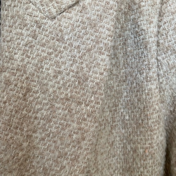 Zara Long Line Wool Blend Tweed/Boucle Style Blazer Jacket Coat in Beige Pink - Picture 7 of 7